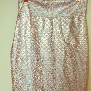 Pink holographic mermaid pencil skirt